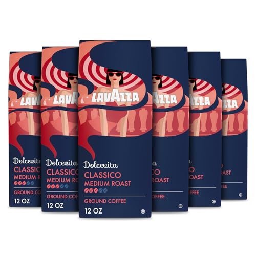 Lavazza Dolcevita Classico Ground Coffee 12oz Pack of 6 - Medium Roast, Rich Flavor