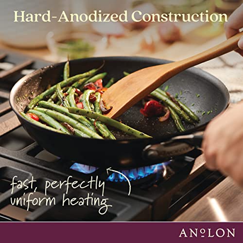 Anolon SmartStack Nonstick Frying Pan Set 10 & 12 Inch Black - Stackable, Hard-Anodized Cookware