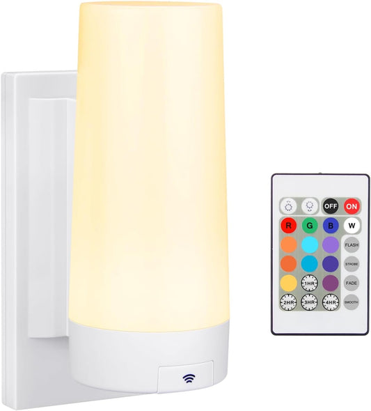 BIGMONAT Wireless Wall Light USB Rechargeable, Color Changing Wall Sconce with Remote, Dimmable Night Light, RGB Stick on Lamp for Hallway Bathroom Kids Bedroom Home Decor Mood Lighting