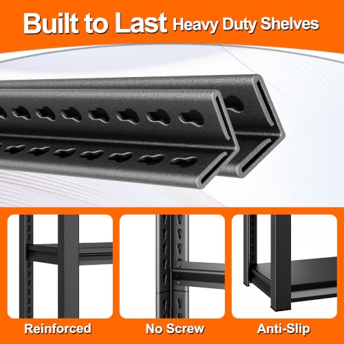 Heavy Duty Metal Garage Shelving Unit - 40W x 16D x 36H, Black, Variation of 3T-BK-40"Wx16"D
