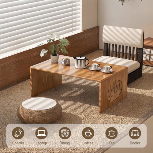 Folding Coffee Table - 80cm Small Japanese Floor Table for Living Room