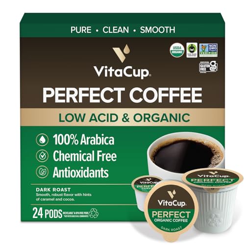 Low Acid Organic Dark Roast Coffee Pods - 24 Count, Single Origin Guatemala