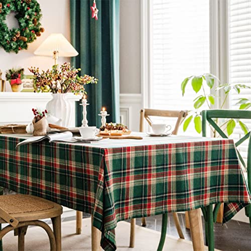 PakiInno Green Buffalo Plaid Christmas Tablecloth 57x120 Inch Rectangular Farmhouse Holiday Decor