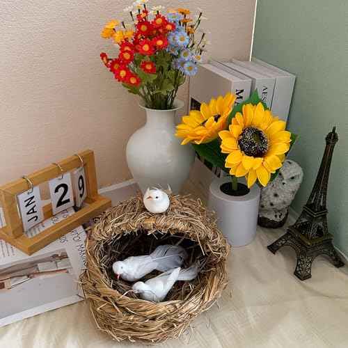 LWINGFLYER 3pcs Artificial White Doves Bird Ornaments Clip On Foam Feathered Birds for Christmas Decoration Weding Party Home Garden Decor (3, Clip)