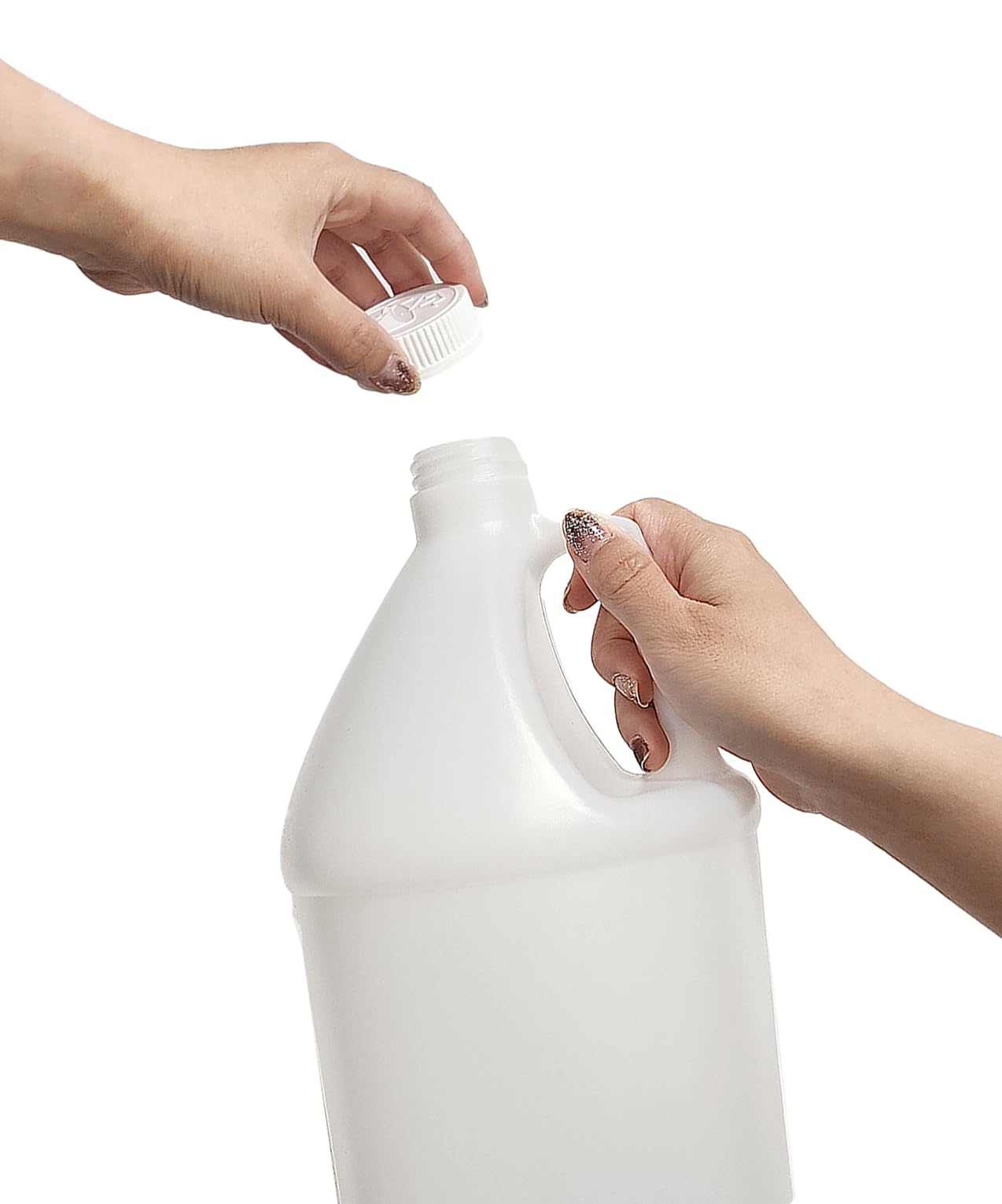 ljdeals 2 Pack 1 Gallon Reusable Plastic Jugs, Ergonomic Handle with Child Resistant Lids, Food Safe, BPA Free, Leak-Resistant, HDPE Plastic Container for Water, Liquids and more, Made in USA