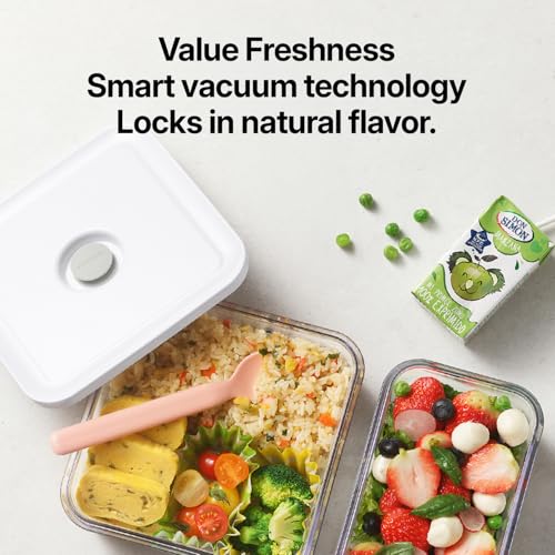 Food Storage Containers Set - 4 Mini Square 0.85qt with Vacuum Sealer - Leakproof BPA-Free Meal Prep