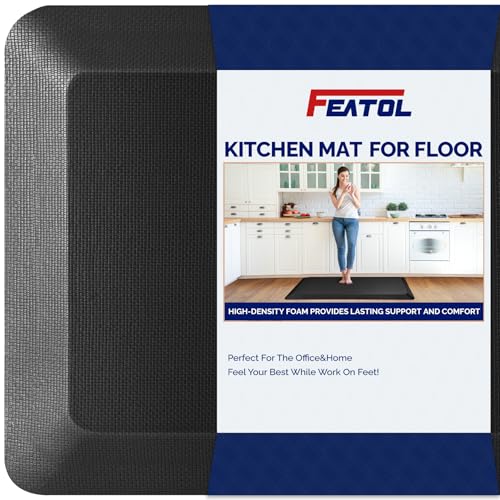 FEATOL Anti Fatigue Mat for Standing Desk & Kitchen, 70"L x 24"W x 0.9" Thick, Black