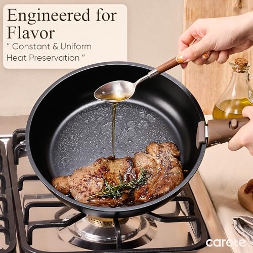 CAROTE 21-Piece Non-Stick Cookware Set with Detachable Handles - Black, Variant 21 Piece