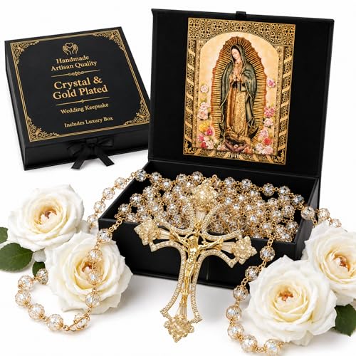 14k Gold Plated Wedding Lasso for Catholic Ceremony with Virgen de Guadalupe Gift Box