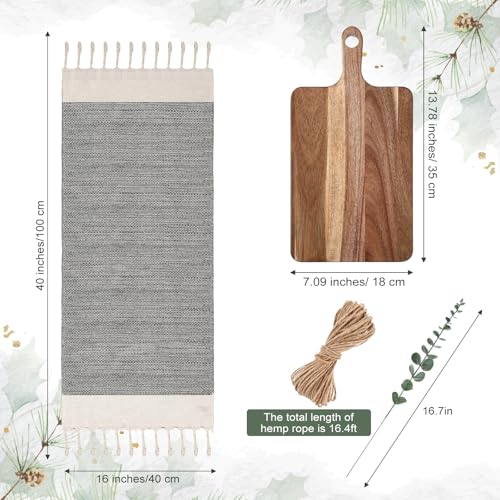 Reallnaive Hostess Gift Set with Cutting Board, Hand Towel & Eucalyptus - 13.8 x 7.1 in
