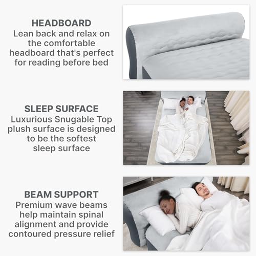 SleepLux Queen ToughGuard Air Mattress with Headboard and Built-in Pump