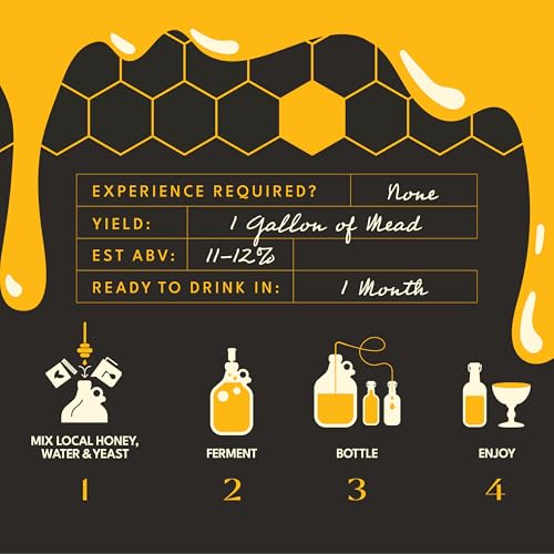Craft A Brew Mead Making Kit – Reusable 1-Gallon Homebrew Mead Kit – Includes All Supplies & Guide