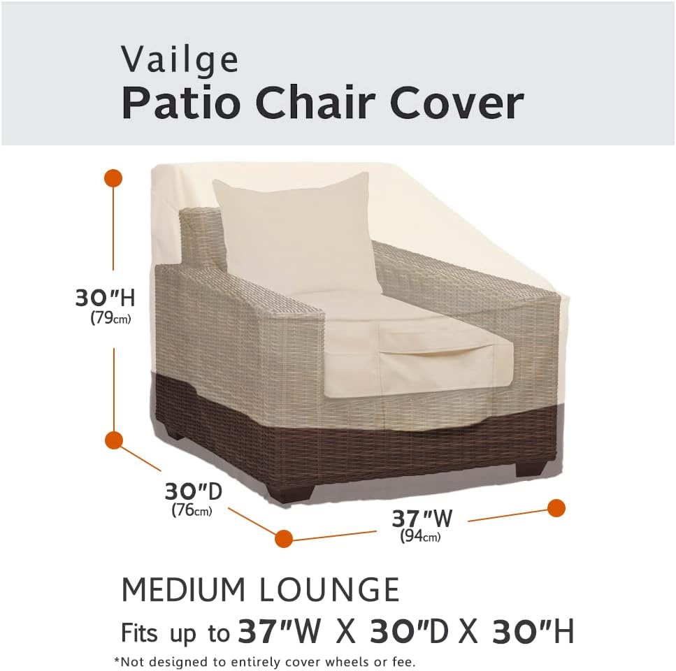 Vailge Heavy-Duty Waterproof Patio Chair Covers - Medium Lounge Deep Seat (Beige & Brown, 4 Pack)