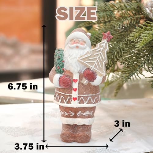 Gingerbread Santa Figurine - Christmas Resin Decor for Holiday Table & Shelf