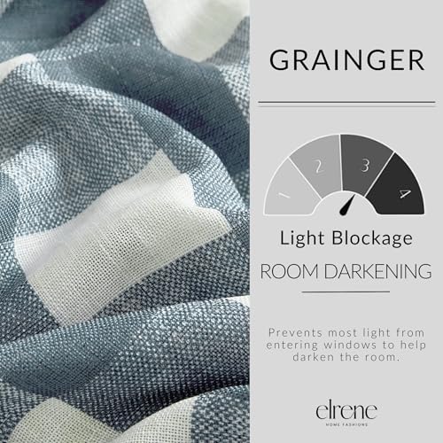 Threadmade Chambray Buffalo Check Blackout Curtain Panel - 52" W x 84" L, Pack of 1