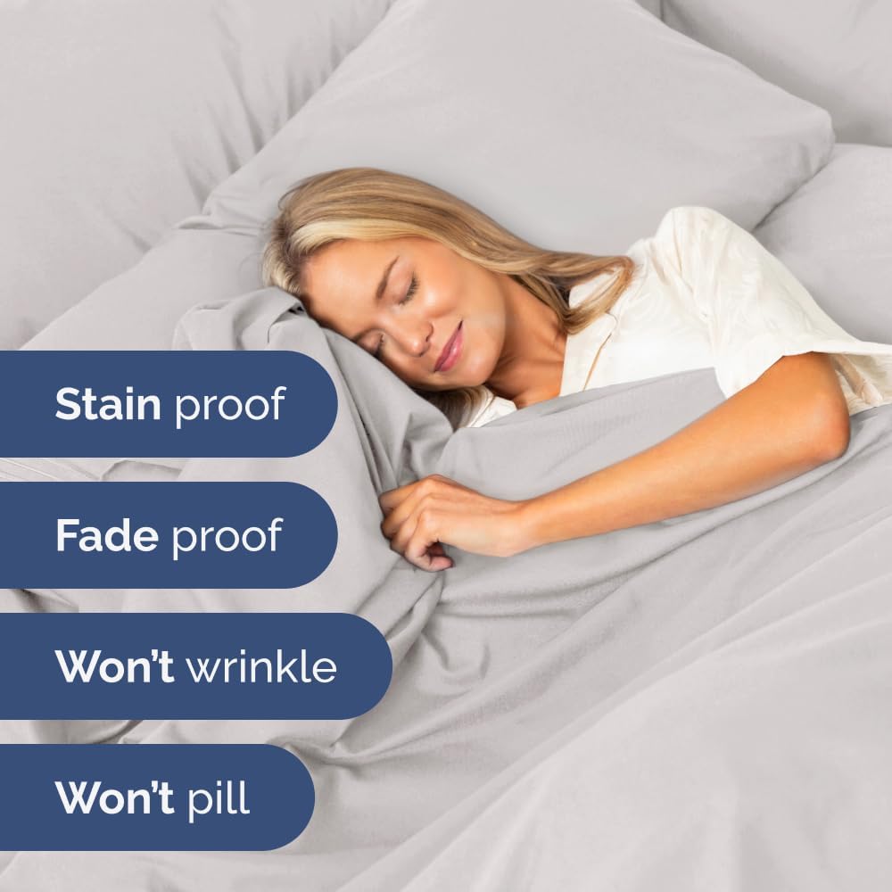 Skiennix Extra Deep King Sheet Set - 6-Piece Breathable Cooling Bedding - Soft, Wrinkle-Free French Grey