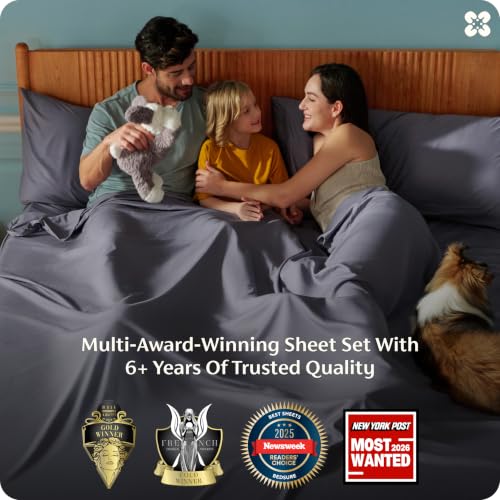 Dark Grey King Size Rayon Derived from Bamboo Sheet Set - Cooling & Silky Soft