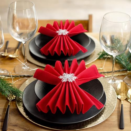 Mimorou 1 Pcs Christmas Snowflake Napkin Ring Holder - Silver