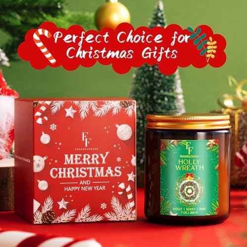 Christmas Candle, Balsam Cedar Scented Candles for Home, Holiday Candles Natural Soy Candle, Aromatherapy Candle 7 oz Jar Candles Christmas Gifts for Women Men