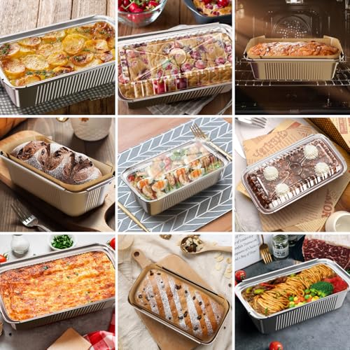 Gyreuni 80 Pack Disposable Aluminum Loaf Pans with Lids 8.3 x 4.1 Inch, High-Temperature Bakeware for Baking & Cooking