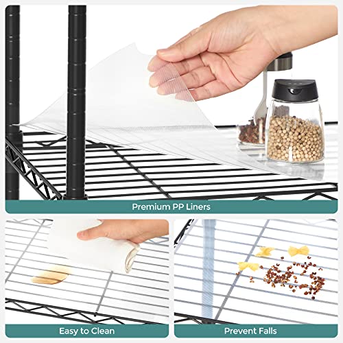 SONGMICS 5-Tier Adjustable Wire Shelving Unit with 8 Hooks, Ink Black