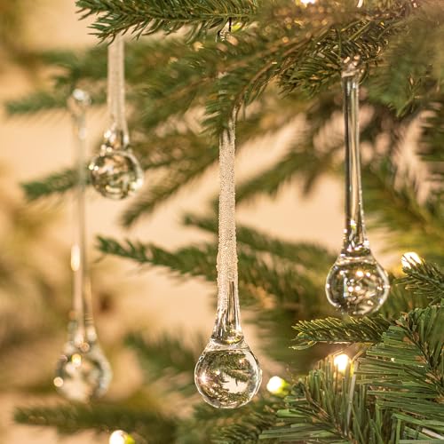 KI Store 12pcs Clear Glass Raindrop Ornaments – 6-Inch & 4-Inch Hanging Crystals