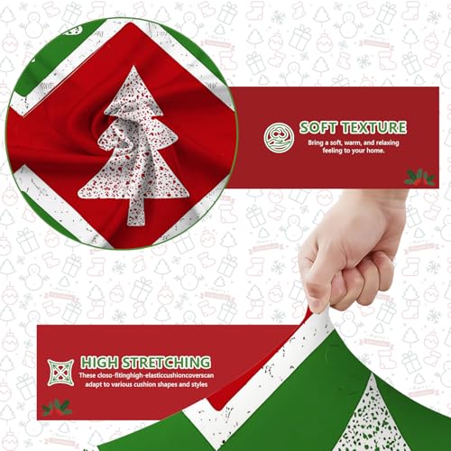 ANNA QUEEN 8Pcs Christmas Tree Zigzag Sofa Cushion Covers – Washable Stretch Replacement Covers (27.5 x 25 x 9 inches)