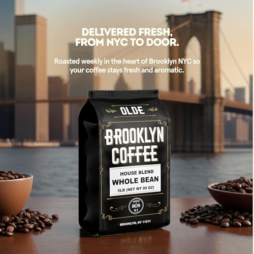 Whole Bean Coffee - House Blend Medium Roast 80oz Pack - Fresh, Balanced, Roasted Weekly in NYC