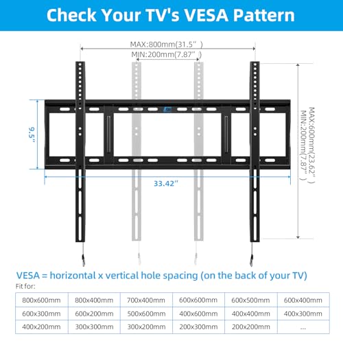 HOME VISION Heavy Duty Fixed TV Wall Mount 48-120 Inch Model 8801/ Supports Up to 264 lbs