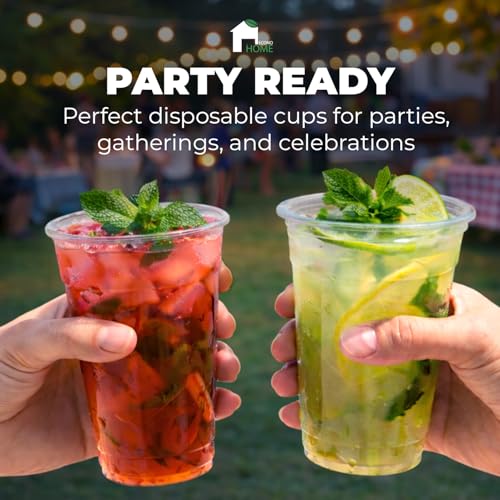 32oz Disposable Clear PET Plastic Cups Pack of 500 - Crack-Resistant & Eco-Friendly