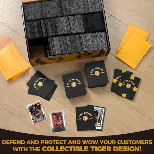 Black 510 Pack Trading Card Protectors - Tiger Design Hard Plastic Card Slabs, 3.5 x 4.5 Inches, Card Mailing & Storage Supplies
