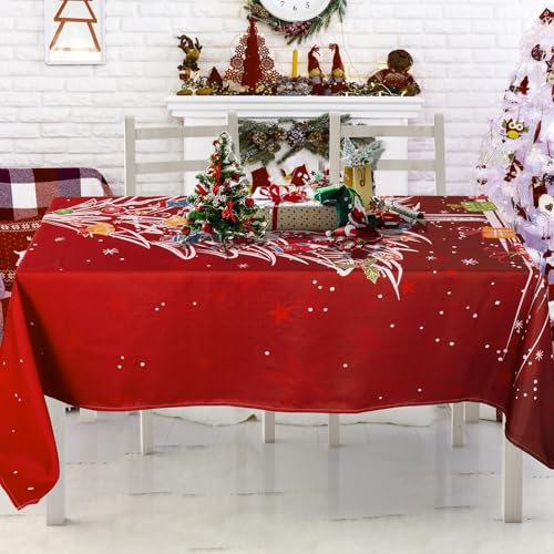 Big Christmas Tree Rectangle Tablecloth 84x60 Inch Holiday Decor Washable