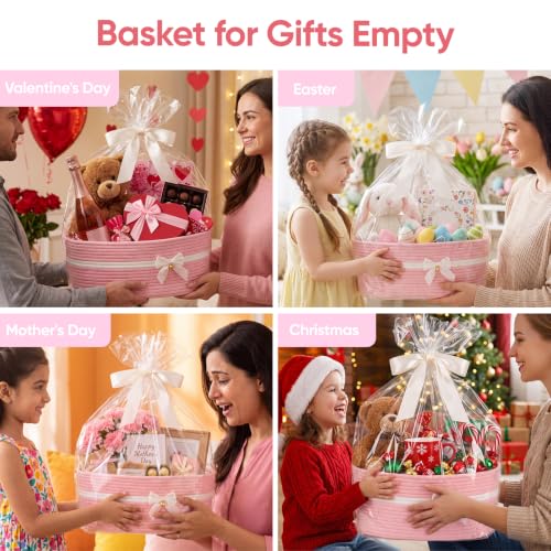 OIASKET Large Gift Basket Empty for Valentine's Day, Christmas, 19L,