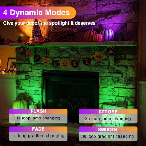 URTOM 4-Pack Indoor RGBW LED Floor Spotlights with Remote, Adjustable Color & Modes