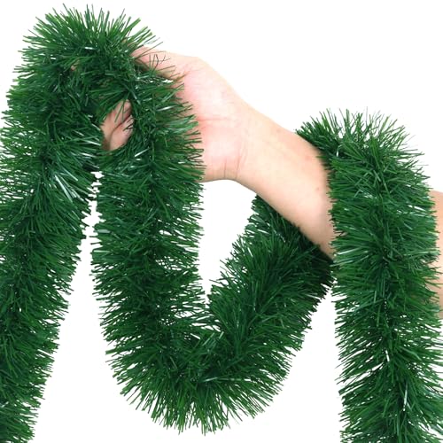 Yuubin 50Ft Green Christmas Garland Decoration Non-Lit Indoor Outdoor Holiday Wreath