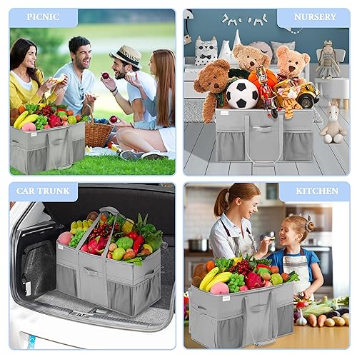 Heavy Duty Extra Large Utility Tote Bag 2 Pack - Collapsible Grocery Shopping Bags with Pockets & Handles