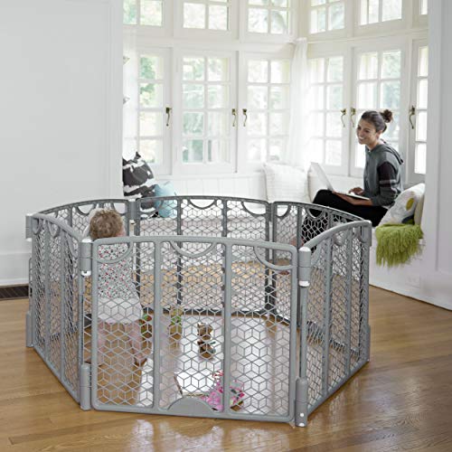 Evenflo Versatile Play Space Adjustable Area, 6-Panel (Cool Gray)