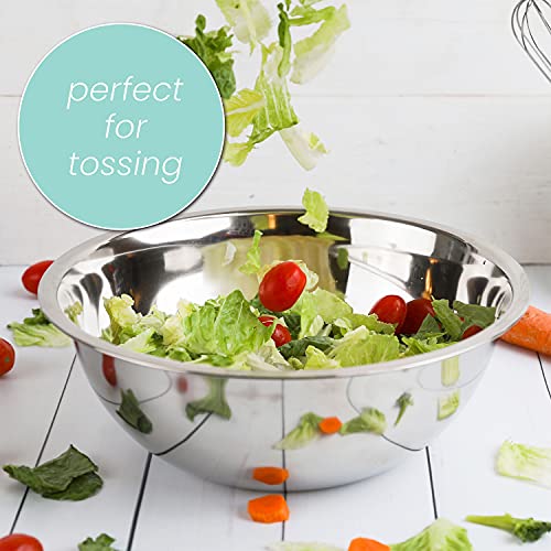 Stainless Steel Mixing Bowls Set - 5 Pieces - Silver Kitchen Food Prep & Storage