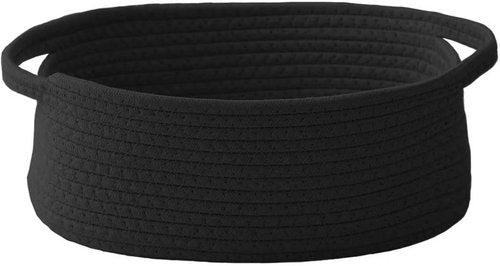 JMvicyroam Woven Storage Basket - Small Rope Organizer with Handles for Shelves & Closets | Black