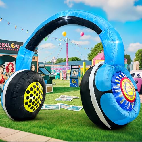 KOOY Inflatable Headphones Archway for 80s 90s Party Decoration, LED Lights, Hip Hop & Retro Theme