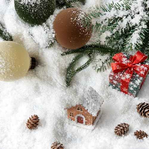 Fake Snow 320g (12OZ) - Artificial Snow Flakes & Faux Snow Decor for Christmas Snowflake Decorations Tree, Crafts, Village, Nieve Artificial para ?bol de Navidad.