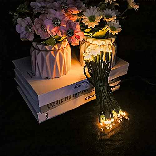 MULTI-SPARKING Clear Christmas Lights 35 Count - Incandescent Warm White Mini String Lights for Indoor/Outdoor Holiday Christmas Decorations, 8.5 Feet Green Wire, Connectable