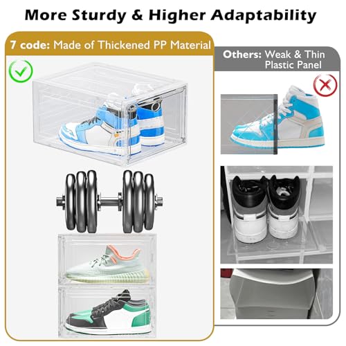 White 12 Pack Stackable Shoe Organizer Boxes with Magnetic Doors