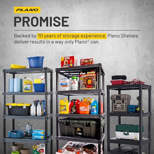 Plano 4-Shelf Plastic Storage Shelves 200lb Capacity - Easy Assembly