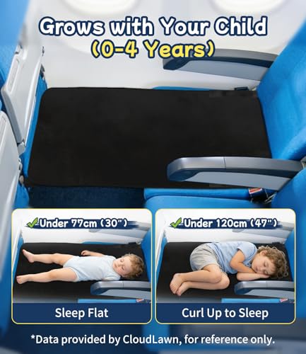 Toddler Airplane Bed for Kids Jet Black Travel Footrest & Seat Extender