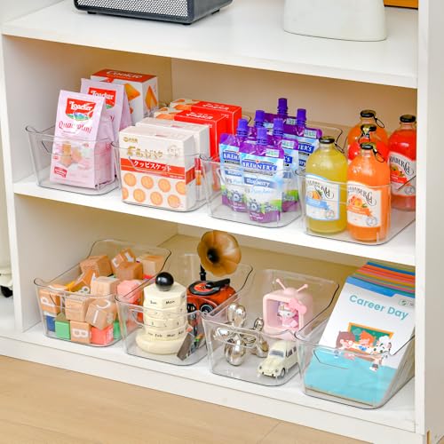 AntStep Medium Clear Plastic Storage Bins - Pantry & Home Organizer Set
