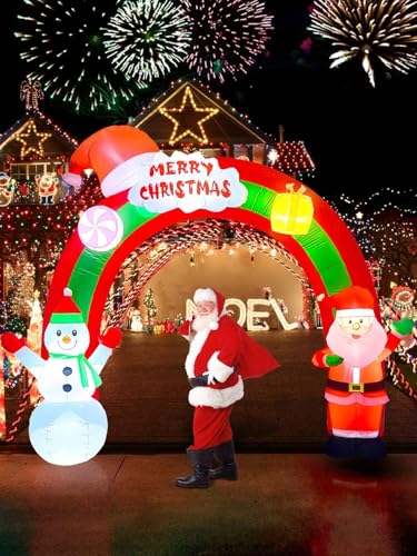 EBANKU 10 ft Christmas Inflatable Archway Santa & Snowman - Outdoor Decor (Archway Variation)