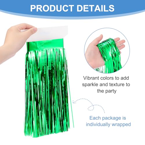 PATIKIL Green Metallic Foil Fringe Garland 10ft Party Decorations, 4 Pack