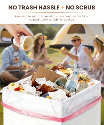 30 Gallon Disposable Trash Cans for Parties - Pack of 4, Eco-Friendly & Foldable