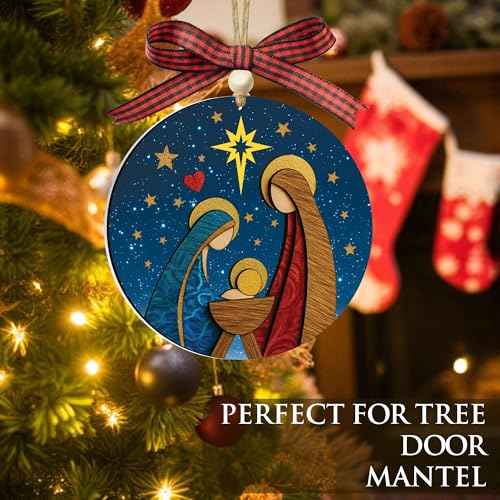 Nativity Christmas Layered 3D Ornament ? Religious Holy Family Ornament with Bethlehem Star, Christian Tree Decoration, Catholic Religious Gifts for Women Men, Christmas Ornaments 2025